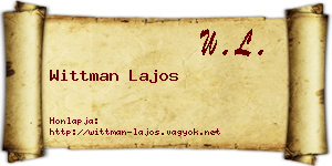 Wittman Lajos névjegykártya